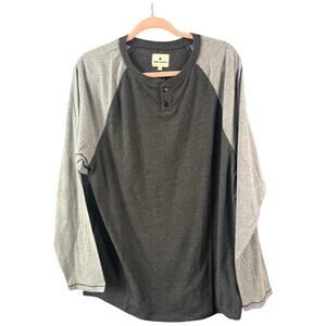 Rebel Canyon Henley baseball button shirt long sleeve charcoal gray Medium NWT